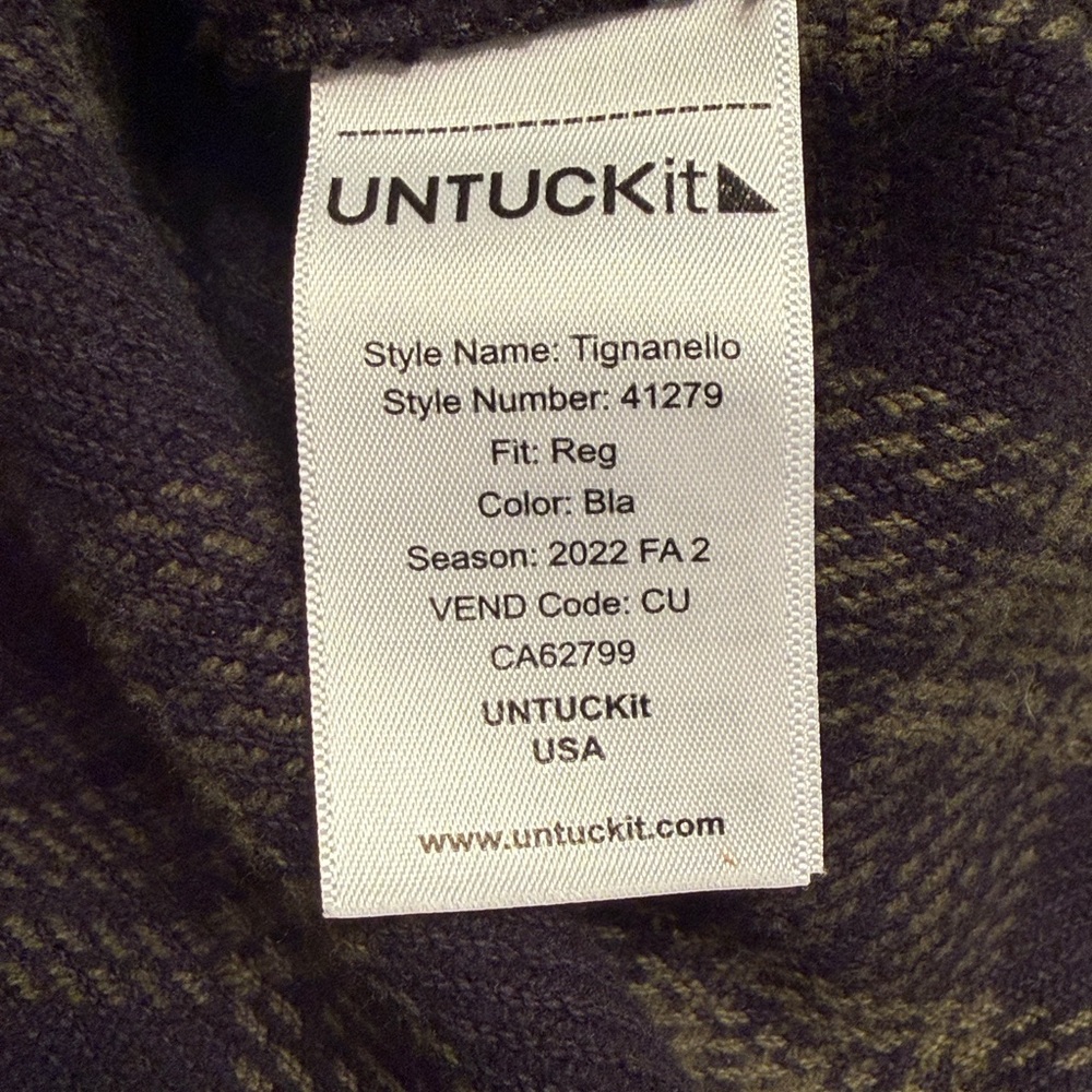 UNTUCKit Men’s Heavy Plaid Button Front Shirt Jacket Green and Black Large - Picture 8 of 10